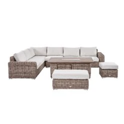 Bellagio Natural Round Wicker Large Modular Corner Dining Set β Height Adjustable Firepit Table & Beige Cushions 29 Bellagio Natural Round Wicker Large Modular Corner Dining Set β Height Adjustable Firepit Table & Beige Cushions -Daals Store OD DINE 650 NAT SET WB4