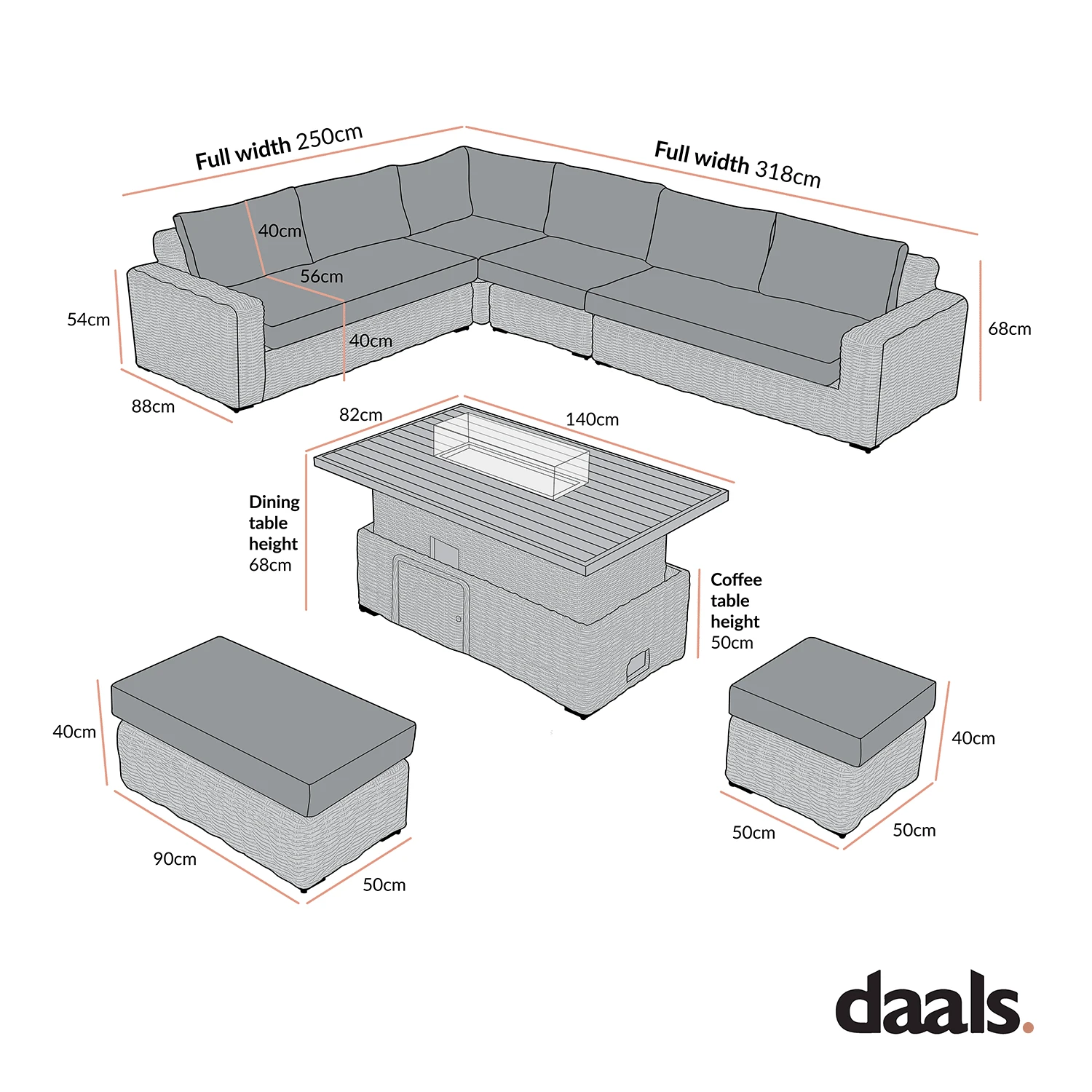 Bellagio Round Dark Grey Wicker Large Modular Corner Dining Set with Rising Firepit Table 3 Bellagio Round Dark Grey Wicker Large Modular Corner Dining Set with Rising Firepit Table - Image 3
