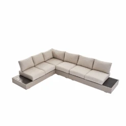 Jardin Aluminium Large Corner Casual Dining Set With Rising Table, Pumice 24 Jardin Aluminium Large Corner Casual Dining Set With Rising Table, Pumice -Daals Store OD DINE 905 906 PUMICE GIF