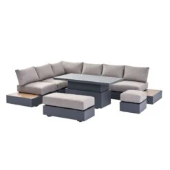 Jardin Large Granite Aluminium Corner Dining Set with Rising Table & Reclining Module - 9 Seater 28 Jardin Large Granite Aluminium Corner Dining Set with Rising Table & Reclining Module - 9 Seater -Daals Store OD DINE 905 GRANITE SET WB1