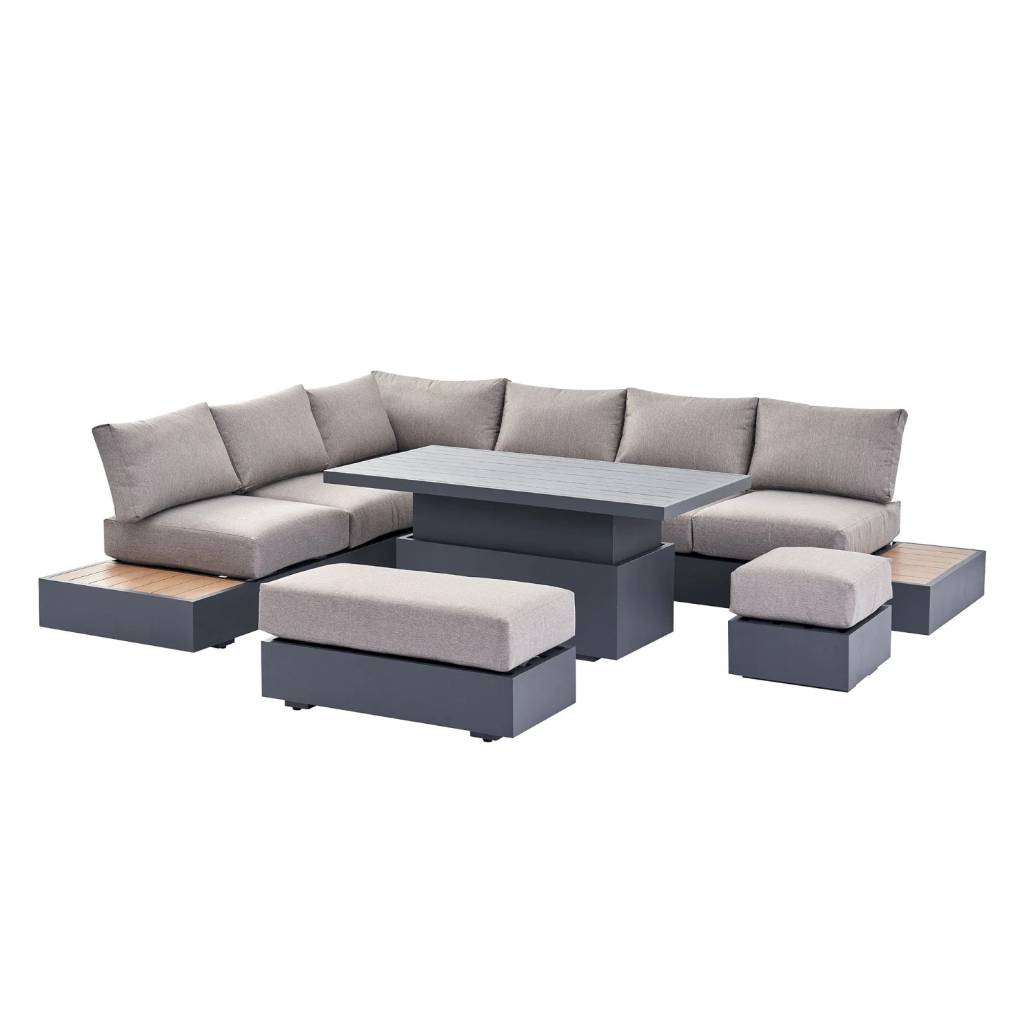 Jardin Large Granite Aluminium Corner Dining Set with Rising Table & Reclining Module - 9 Seater 9 Jardin Large Granite Aluminium Corner Dining Set with Rising Table & Reclining Module - 9 Seater - Image 9