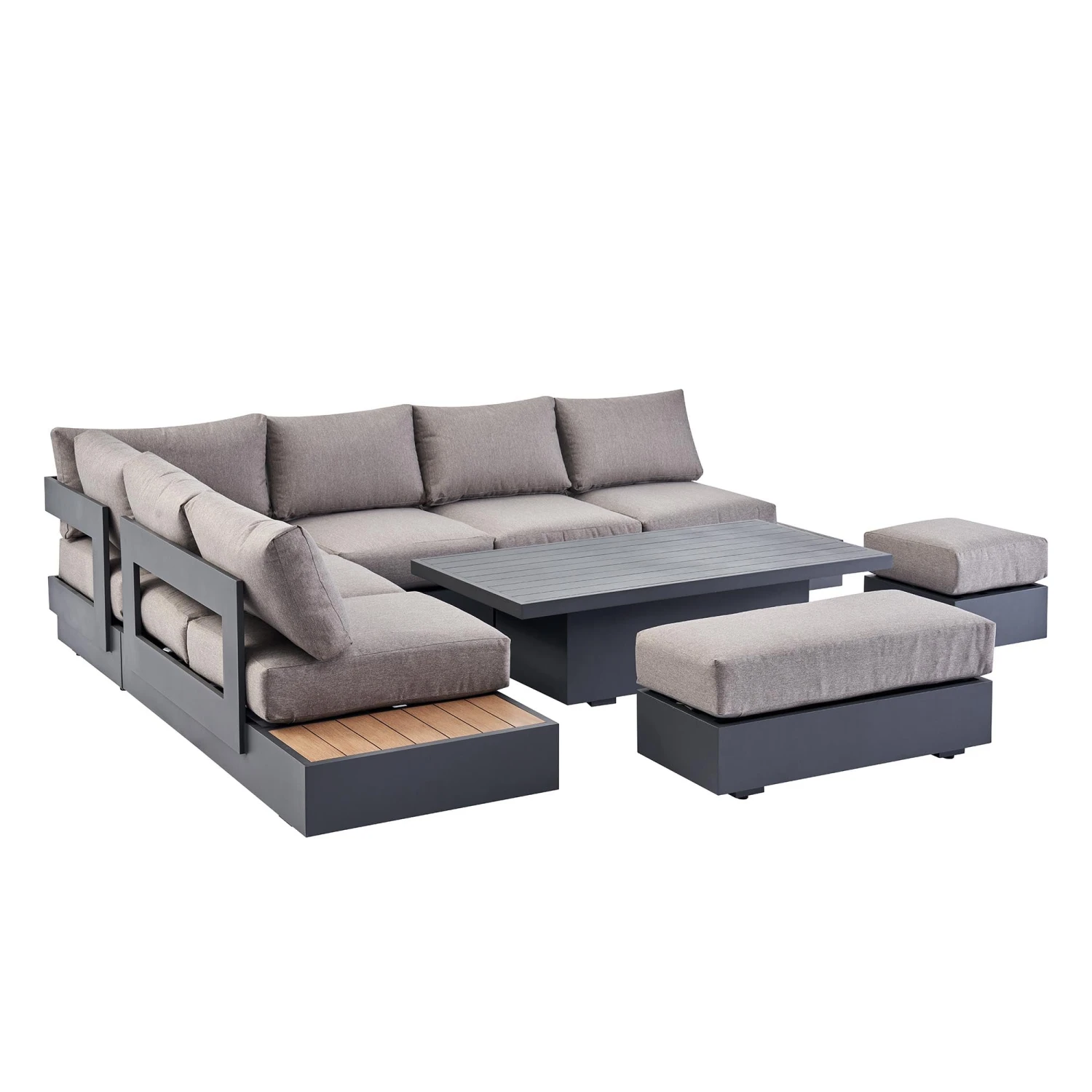 Jardin Large Granite Aluminium Corner Dining Set with Rising Table & Reclining Module - 9 Seater 14 Jardin Large Granite Aluminium Corner Dining Set with Rising Table & Reclining Module - 9 Seater - Image 14