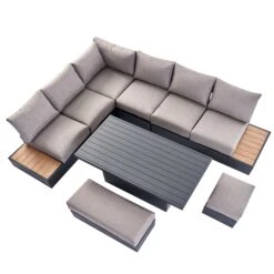 Jardin Large Granite Aluminium Corner Dining Set with Rising Table & Reclining Module - 9 Seater 34 Jardin Large Granite Aluminium Corner Dining Set with Rising Table & Reclining Module - 9 Seater -Daals Store OD DINE 905 GRANITE SET WB6