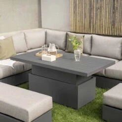 Jardin Large Granite Aluminium Corner Dining Set with Rising Table & Reclining Module - 9 Seater 24 Jardin Large Granite Aluminium Corner Dining Set with Rising Table & Reclining Module - 9 Seater -Daals Store OD DINE 905 GRANITE SET scene4