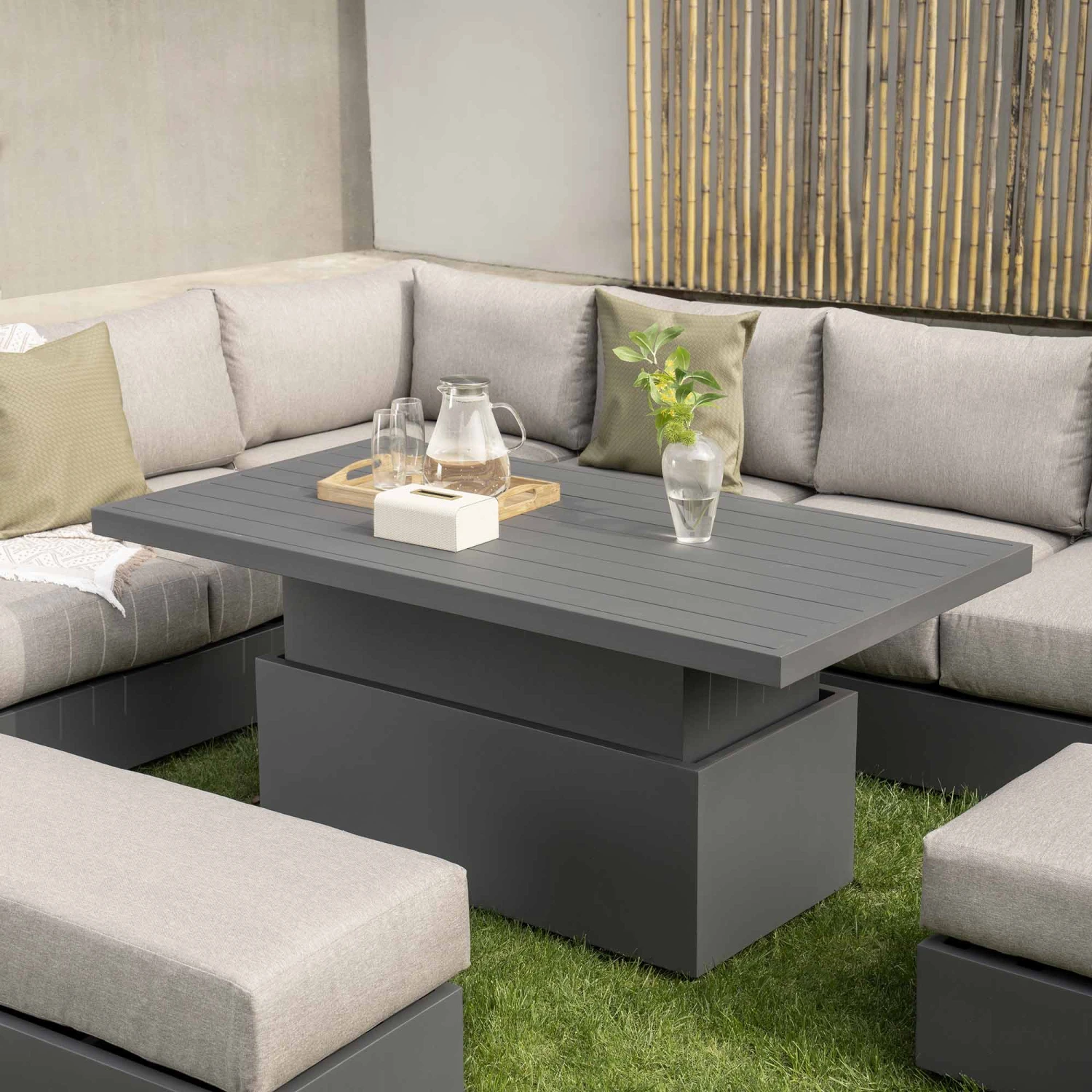 Jardin Large Granite Aluminium Corner Dining Set with Rising Table & Reclining Module - 9 Seater 5 Jardin Large Granite Aluminium Corner Dining Set with Rising Table & Reclining Module - 9 Seater - Image 5