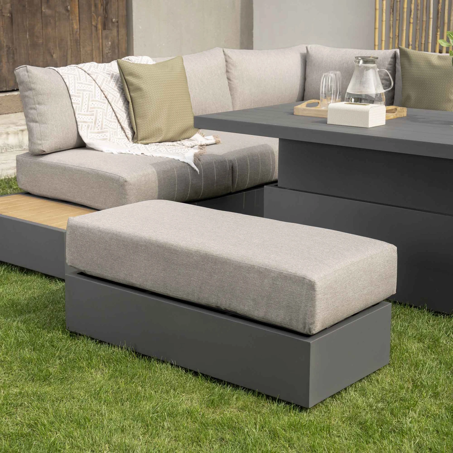 Jardin Large Granite Aluminium Corner Dining Set with Rising Table & Reclining Module - 9 Seater 6 Jardin Large Granite Aluminium Corner Dining Set with Rising Table & Reclining Module - 9 Seater - Image 6