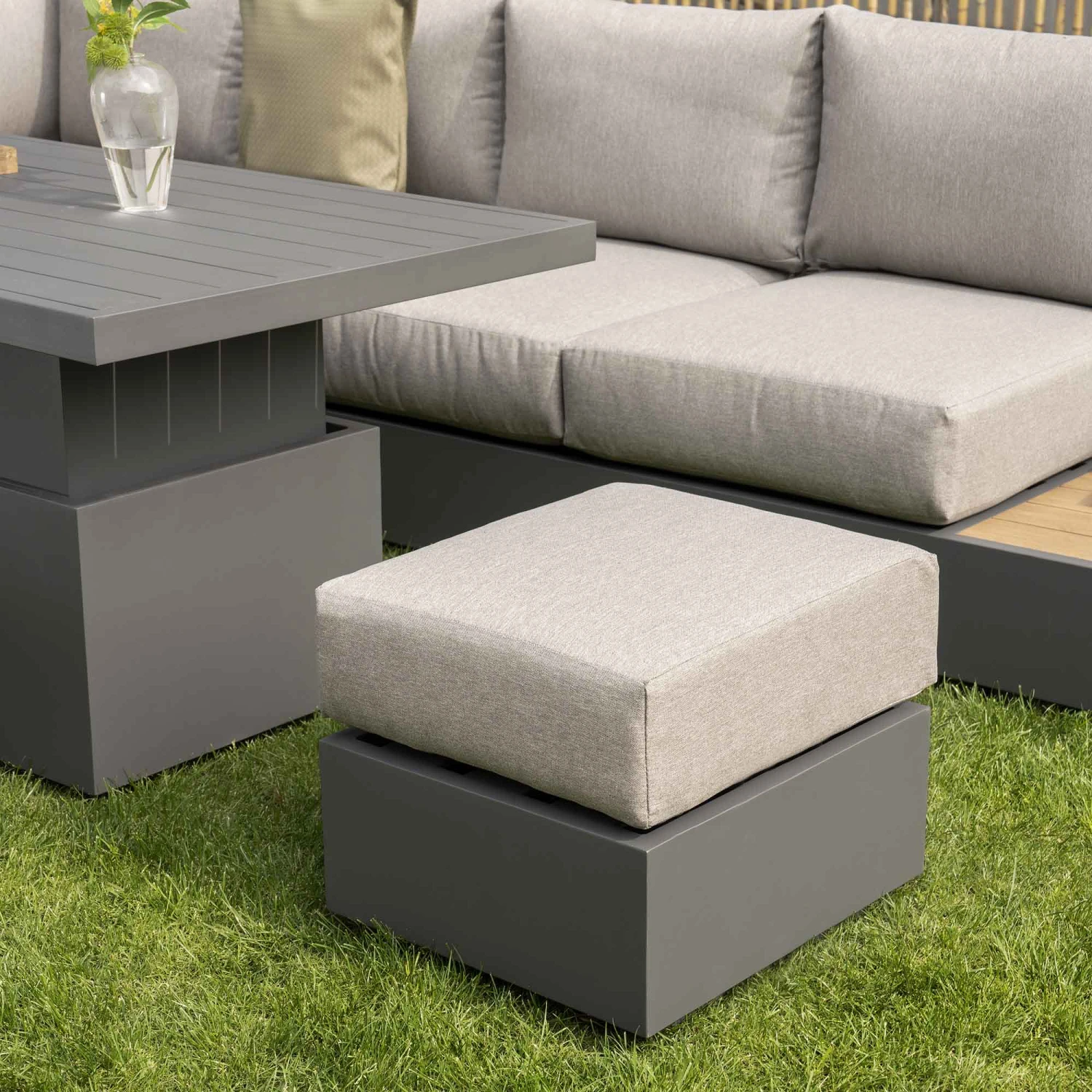 Jardin Large Granite Aluminium Corner Dining Set with Rising Table & Reclining Module - 9 Seater 8 Jardin Large Granite Aluminium Corner Dining Set with Rising Table & Reclining Module - 9 Seater - Image 8