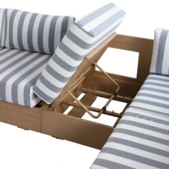 Jardin Aluminium Large Corner Casual Dining Set With Rising Table, Natural With Blue Stripes 36 Jardin Aluminium Large Corner Casual Dining Set With Rising Table, Natural With Blue Stripes -Daals Store OD DINE 905 NAT BLUESTRIPE SET detail2