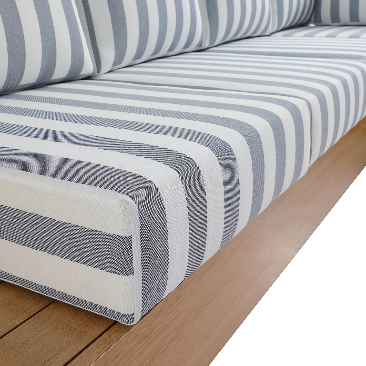 Jardin Aluminium Large Corner Casual Dining Set With Rising Table, Natural With Blue Stripes 20 Jardin Aluminium Large Corner Casual Dining Set With Rising Table, Natural With Blue Stripes - Image 20