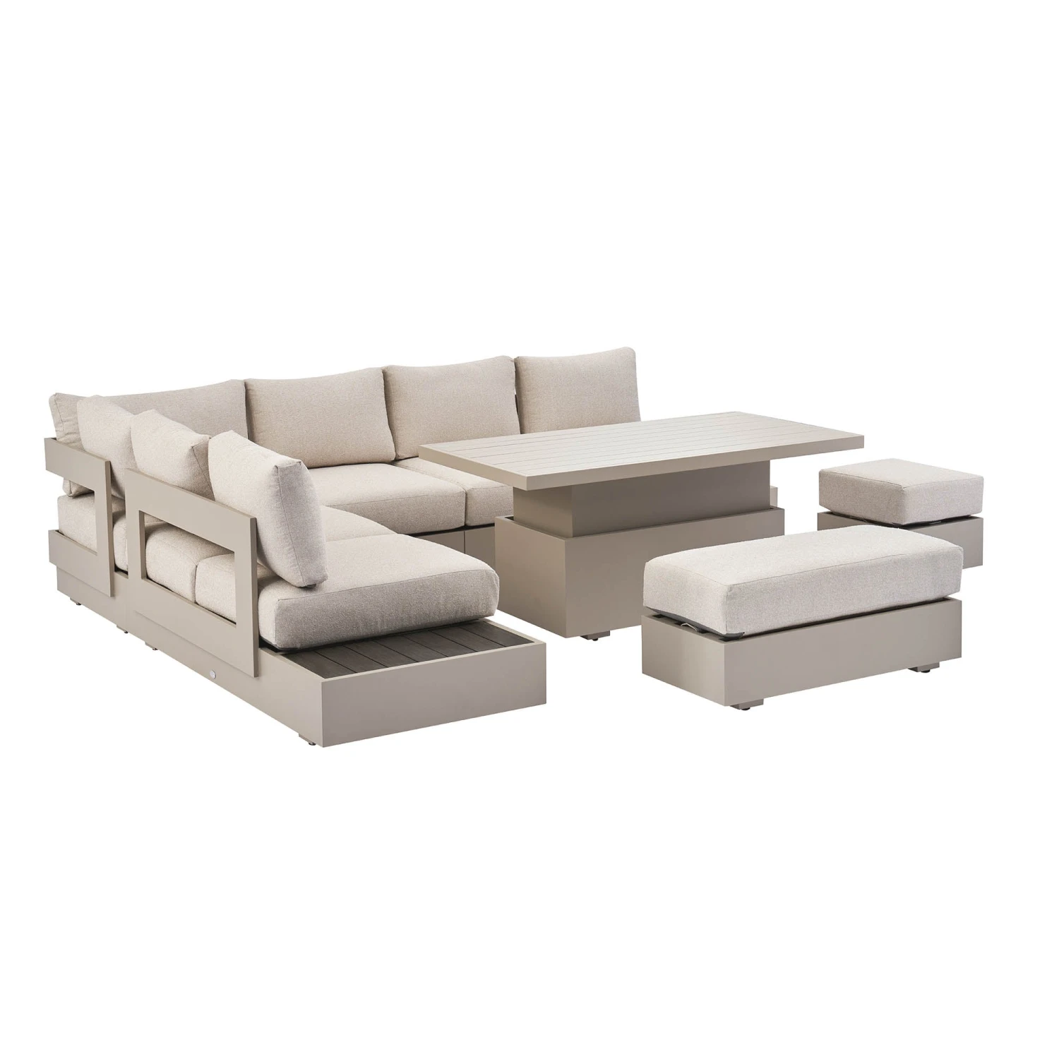 Jardin Aluminium Large Corner Casual Dining Set With Rising Table, Pumice 11 Jardin Aluminium Large Corner Casual Dining Set With Rising Table, Pumice - Image 11