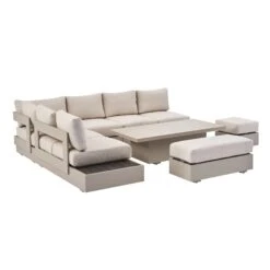 Jardin Aluminium Large Corner Casual Dining Set With Rising Table, Pumice 26 Jardin Aluminium Large Corner Casual Dining Set With Rising Table, Pumice -Daals Store OD DINE 905 PUMICE SET WB4
