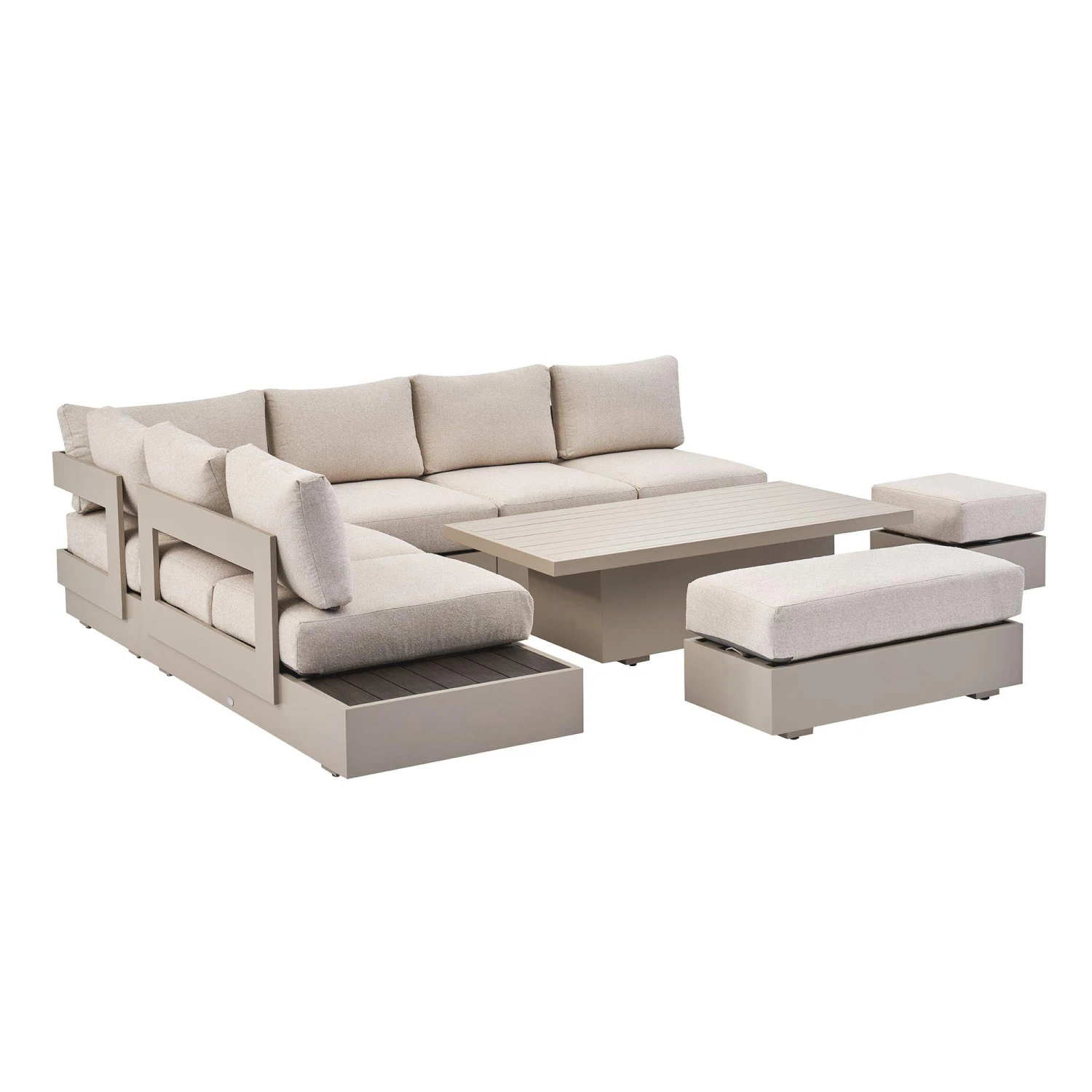 Jardin Aluminium Large Corner Casual Dining Set With Rising Table, Pumice 12 Jardin Aluminium Large Corner Casual Dining Set With Rising Table, Pumice - Image 12