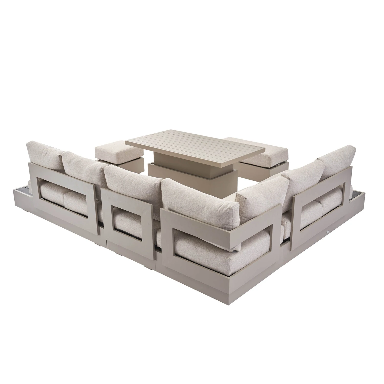 Jardin Aluminium Large Corner Casual Dining Set With Rising Table, Pumice 13 Jardin Aluminium Large Corner Casual Dining Set With Rising Table, Pumice - Image 13