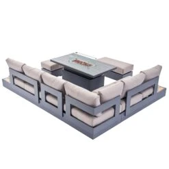 Jardin Aluminium Large Corner Casual Dining Set With Rising Firepit Table, Granite 27 Jardin Aluminium Large Corner Casual Dining Set With Rising Firepit Table, Granite -Daals Store OD DINE 906 GRANITE SET WB5