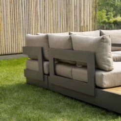 Jardin Aluminium Large Corner Casual Dining Set With Rising Firepit Table, Granite 20 Jardin Aluminium Large Corner Casual Dining Set With Rising Firepit Table, Granite -Daals Store OD DINE 906 GRANITE SET scene5