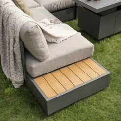 Jardin Aluminium Large Corner Casual Dining Set With Rising Firepit Table, Granite 21 Jardin Aluminium Large Corner Casual Dining Set With Rising Firepit Table, Granite -Daals Store OD DINE 906 GRANITE SET scene6