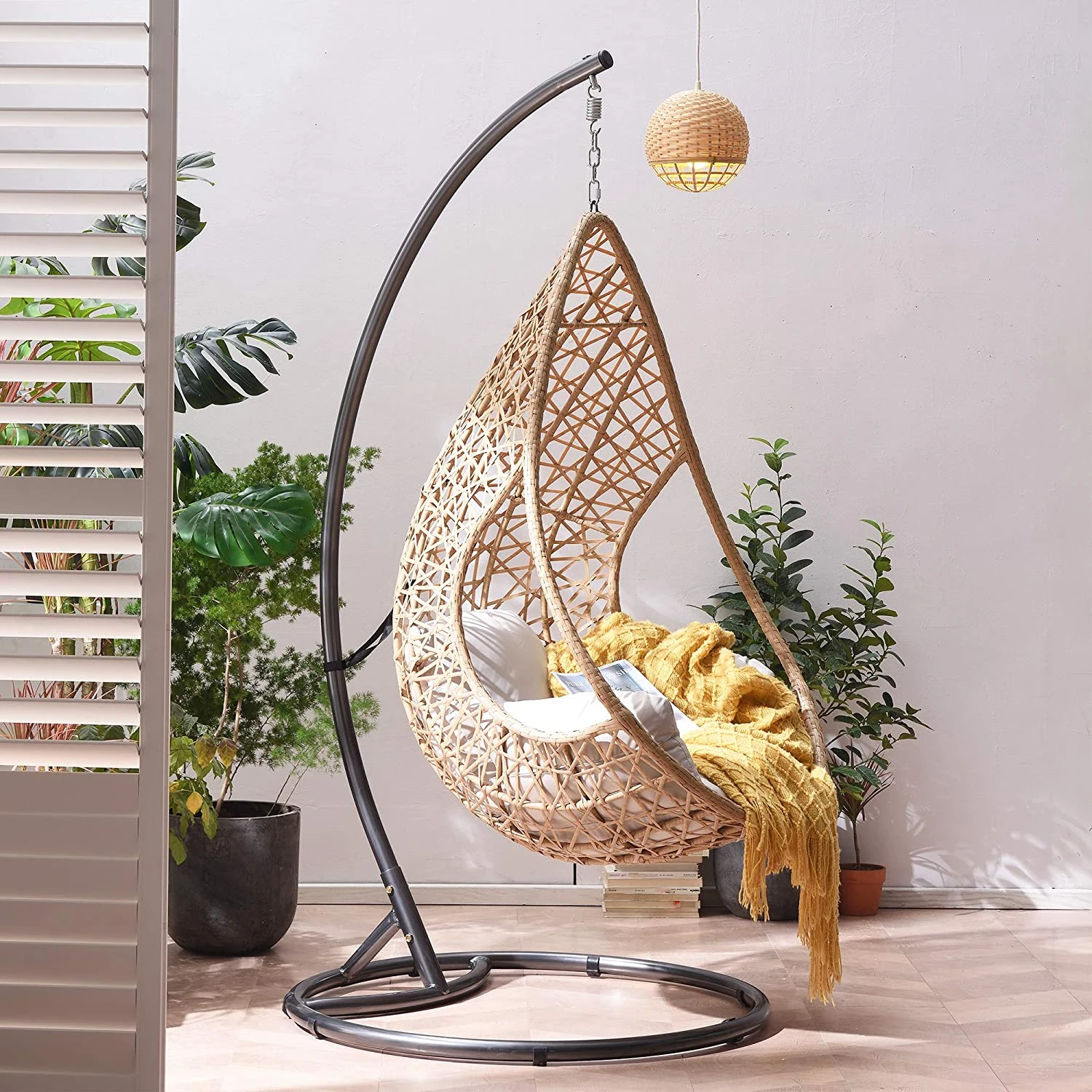 Indra Natural Rattan Effect Hanging Egg Chair β Luxury Outdoor Cocoon Swing Seat with Deep Fill Cushions 3 Indra Natural Rattan Effect Hanging Egg Chair β Luxury Outdoor Cocoon Swing Seat with Deep Fill Cushions - Image 3