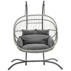 Harrington Grey Rattan & Rope Double Hanging Egg Chair β 2 Person Indoor/Outdoor Garden Swing with Plush Cushions 13 Harrington Grey Rattan & Rope Double Hanging Egg Chair β 2 Person Indoor/Outdoor Garden Swing with Plush Cushions -Daals Store OD HC 009 WB1