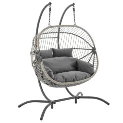 Harrington Grey Rattan & Rope Double Hanging Egg Chair β 2 Person Indoor/Outdoor Garden Swing with Plush Cushions 14 Harrington Grey Rattan & Rope Double Hanging Egg Chair β 2 Person Indoor/Outdoor Garden Swing with Plush Cushions -Daals Store OD HC 009 WB2
