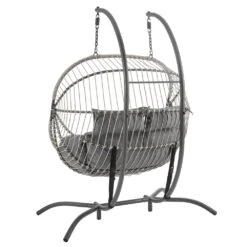 Harrington Grey Rattan & Rope Double Hanging Egg Chair β 2 Person Indoor/Outdoor Garden Swing with Plush Cushions 16 Harrington Grey Rattan & Rope Double Hanging Egg Chair β 2 Person Indoor/Outdoor Garden Swing with Plush Cushions -Daals Store OD HC 009 WB3