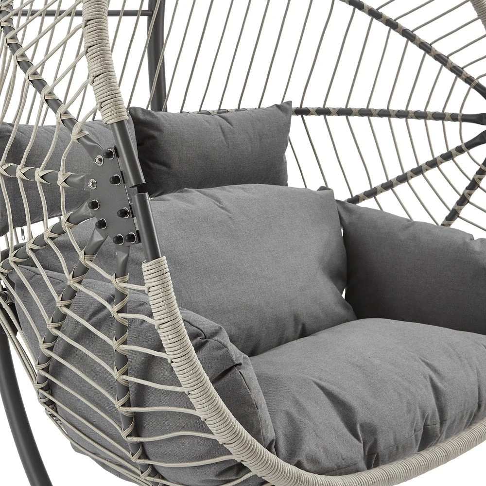 Harrington Grey Rattan & Rope Double Hanging Egg Chair β 2 Person Indoor/Outdoor Garden Swing with Plush Cushions 8 Harrington Grey Rattan & Rope Double Hanging Egg Chair β 2 Person Indoor/Outdoor Garden Swing with Plush Cushions - Image 8