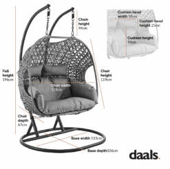 Maren Indoor Outdoor Double Hanging Chair -Daals Store OD HC 012 CHART
