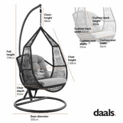 Lydia Geometric Rattan & Rope Mix Indoor Outdoor Hanging Chair 16 Lydia Geometric Rattan & Rope Mix Indoor Outdoor Hanging Chair -Daals Store OD HC 014 CHART