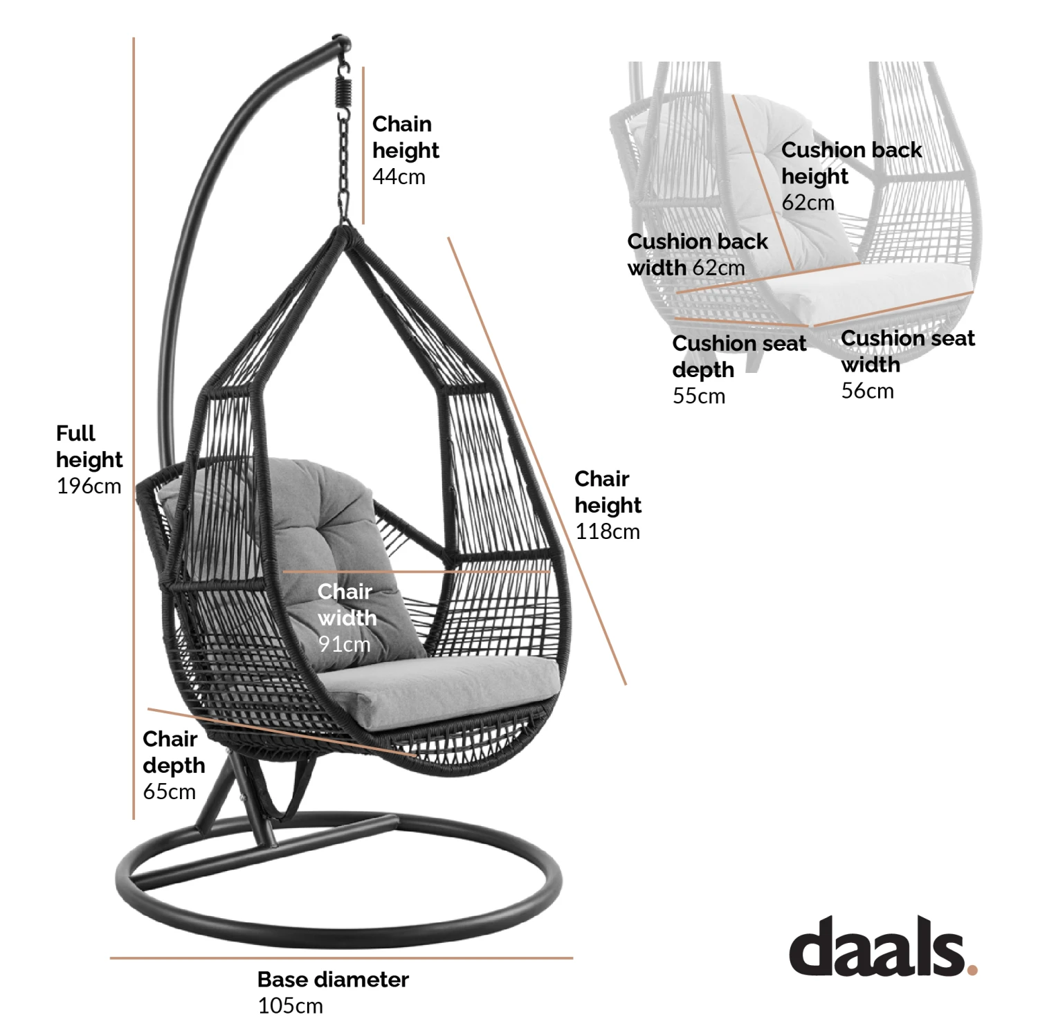 Lydia Geometric Rattan & Rope Mix Indoor Outdoor Hanging Chair 6 Lydia Geometric Rattan & Rope Mix Indoor Outdoor Hanging Chair - Image 6