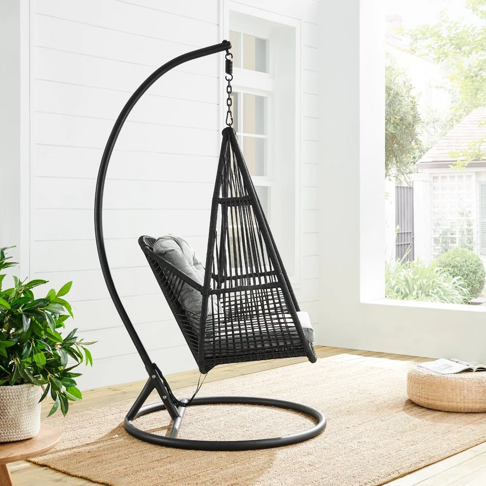 Lydia Geometric Rattan & Rope Mix Indoor Outdoor Hanging Chair 3 Lydia Geometric Rattan & Rope Mix Indoor Outdoor Hanging Chair - Image 3