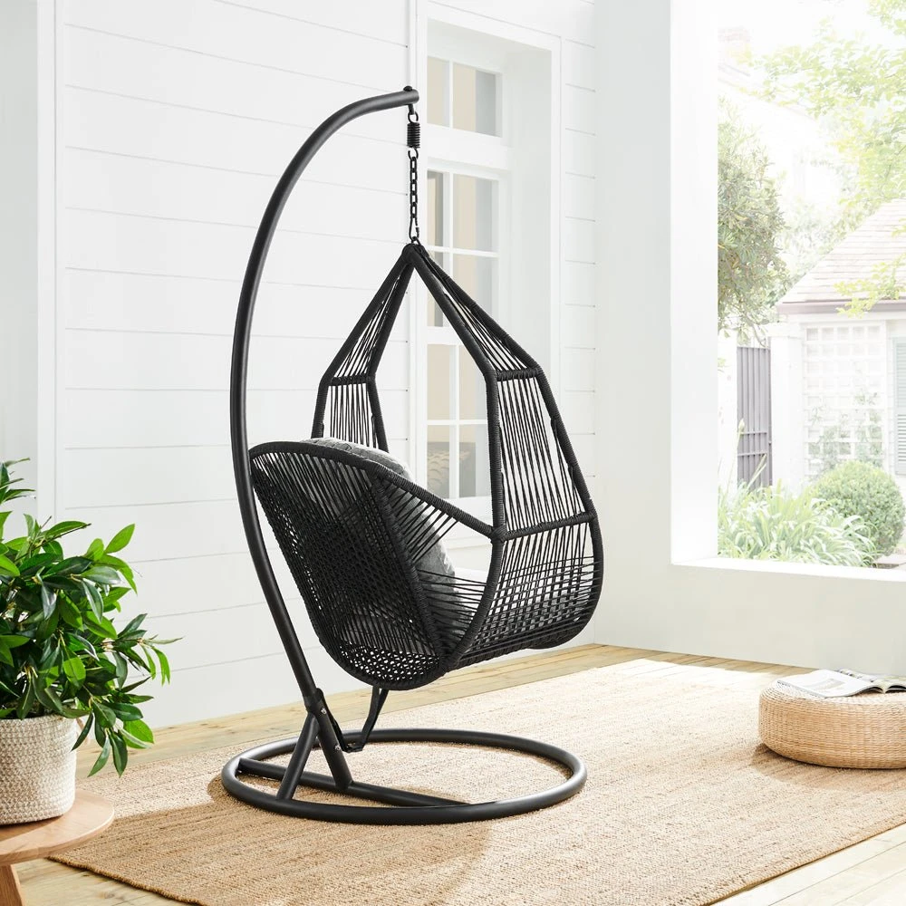 Lydia Geometric Rattan & Rope Mix Indoor Outdoor Hanging Chair 4 Lydia Geometric Rattan & Rope Mix Indoor Outdoor Hanging Chair - Image 4