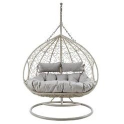 Deneb Light Grey Faux Rattan Double Hanging Egg Chair - 2-Person Indoor & Outdoor Garden Swing 15 Deneb Light Grey Faux Rattan Double Hanging Egg Chair - 2-Person Indoor & Outdoor Garden Swing -Daals Store OD HC 016 WB2
