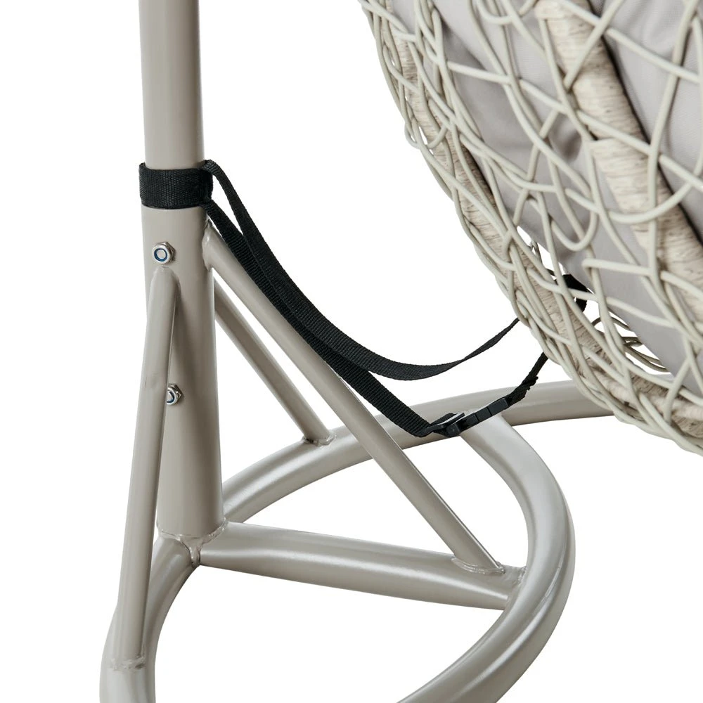 Deneb Light Grey Faux Rattan Double Hanging Egg Chair - 2-Person Indoor & Outdoor Garden Swing 10 Deneb Light Grey Faux Rattan Double Hanging Egg Chair - 2-Person Indoor & Outdoor Garden Swing - Image 10