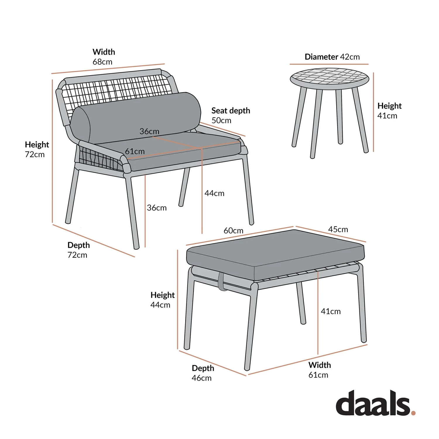Pomona Rope Weave Bistro Set, Sage Striped Fabric With Taupe Frame 11 Pomona Rope Weave Bistro Set, Sage Striped Fabric With Taupe Frame - Image 11