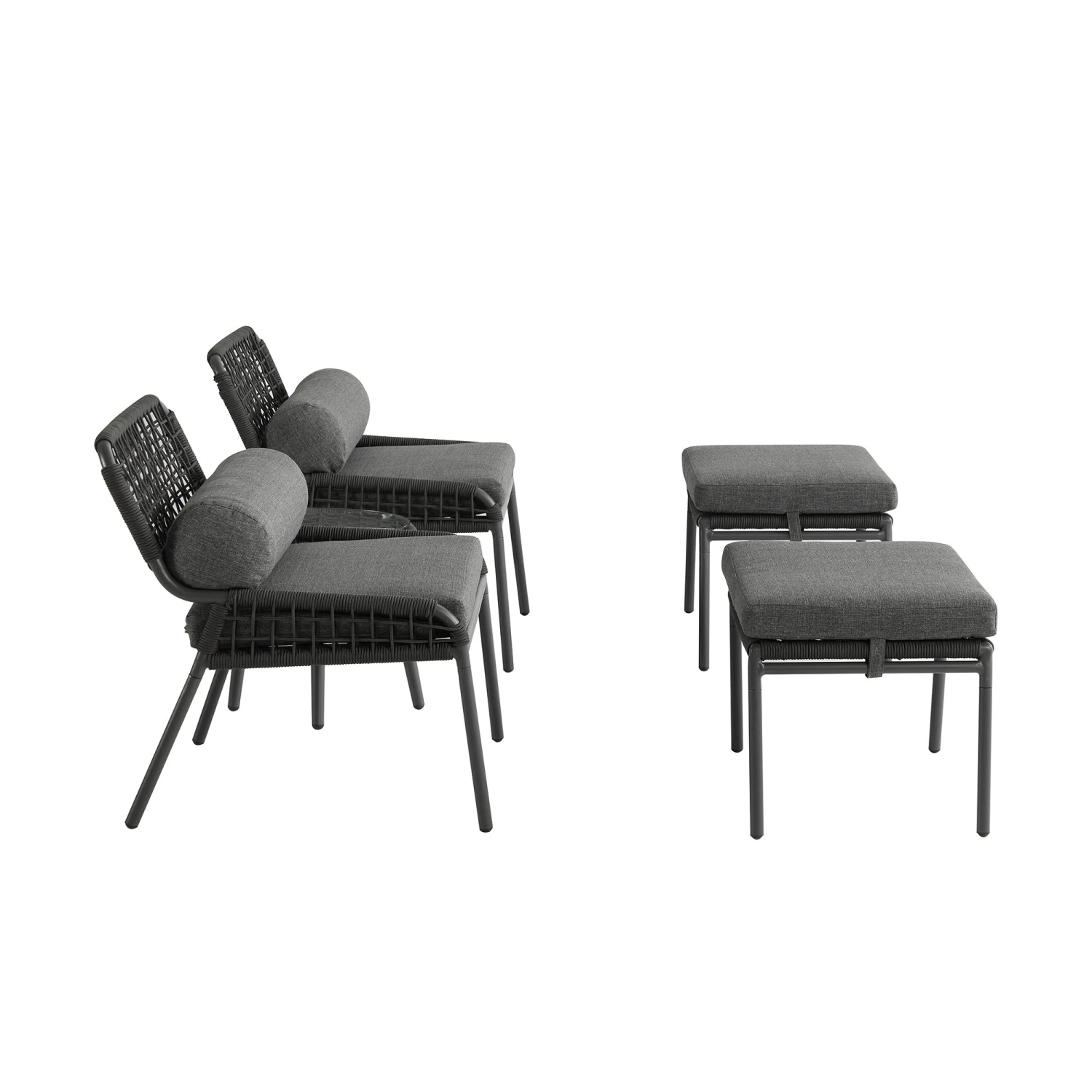 Pomona Rope Weave Bistro Set, Dark Grey Fabric With Black Frame 13 Pomona Rope Weave Bistro Set, Dark Grey Fabric With Black Frame - Image 13