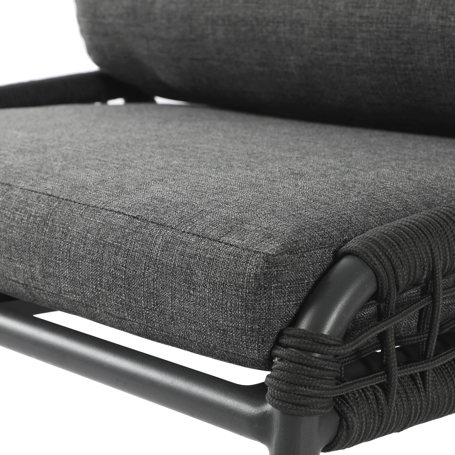 Pomona Rope Weave Bistro Set, Dark Grey Fabric With Black Frame 16 Pomona Rope Weave Bistro Set, Dark Grey Fabric With Black Frame - Image 16