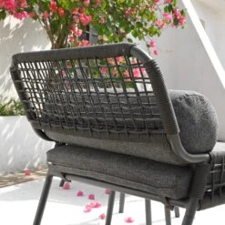 Pomona Rope Weave Bistro Set, Dark Grey Fabric With Black Frame 23 Pomona Rope Weave Bistro Set, Dark Grey Fabric With Black Frame -Daals Store OD POM DGREY DGREY BISTRO scene6