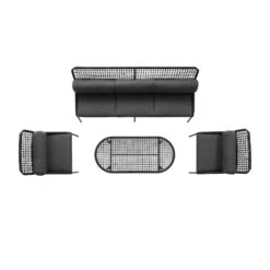 Pomona Rope Weave 5-Seater Sofa Set, Dark Grey Fabric With Black Frame 27 Pomona Rope Weave 5-Seater Sofa Set, Dark Grey Fabric With Black Frame -Daals Store OD POM DGREY DGREY CONVO SET WB4