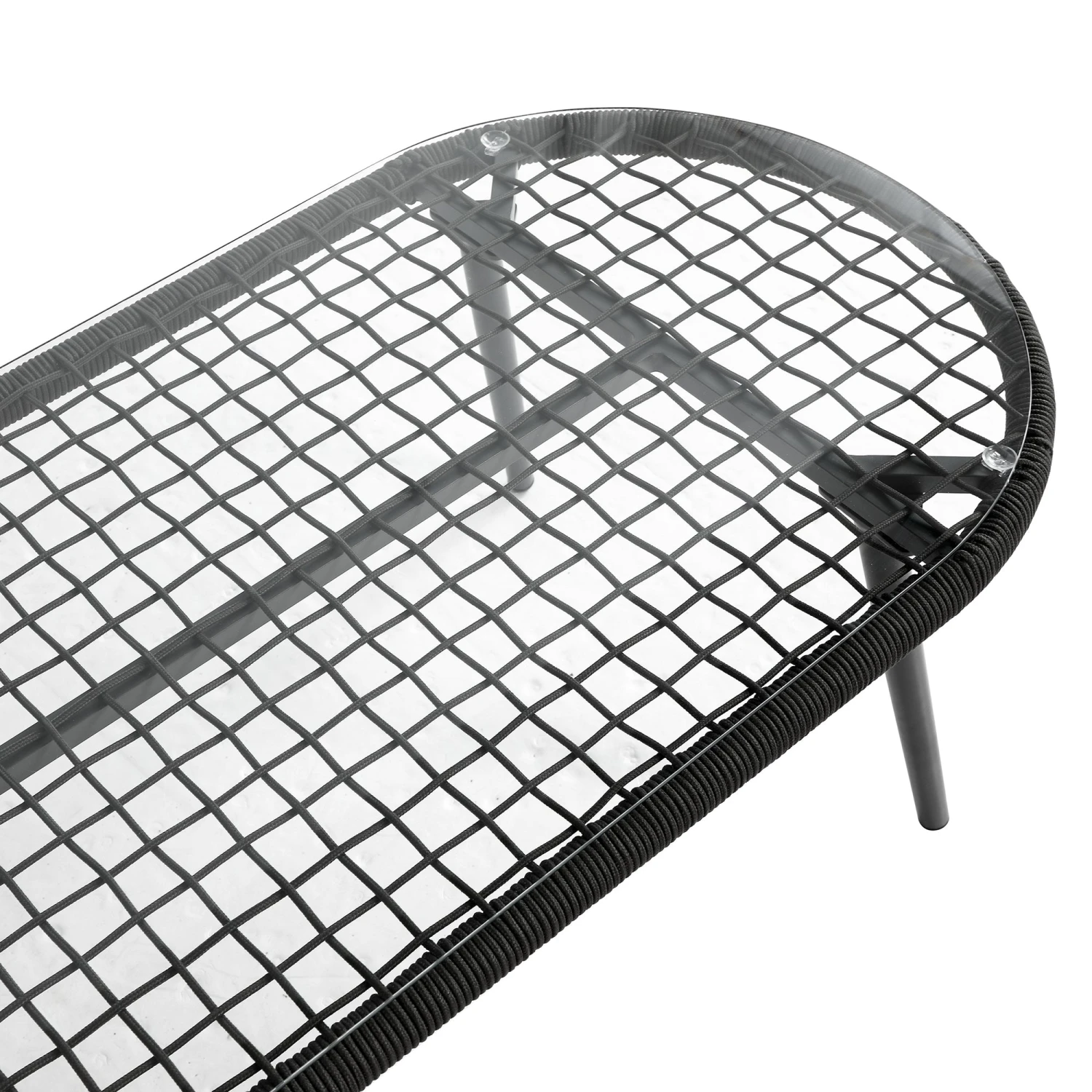 Pomona Rope Weave 5-Seater Sofa Set, Dark Grey Fabric With Black Frame 16 Pomona Rope Weave 5-Seater Sofa Set, Dark Grey Fabric With Black Frame - Image 16