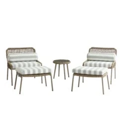 Pomona Rope Weave Bistro Set, Sage Striped Fabric With Taupe Frame 25 Pomona Rope Weave Bistro Set, Sage Striped Fabric With Taupe Frame -Daals Store OD POM TAU SAGESTRIPE BISTRO WB1