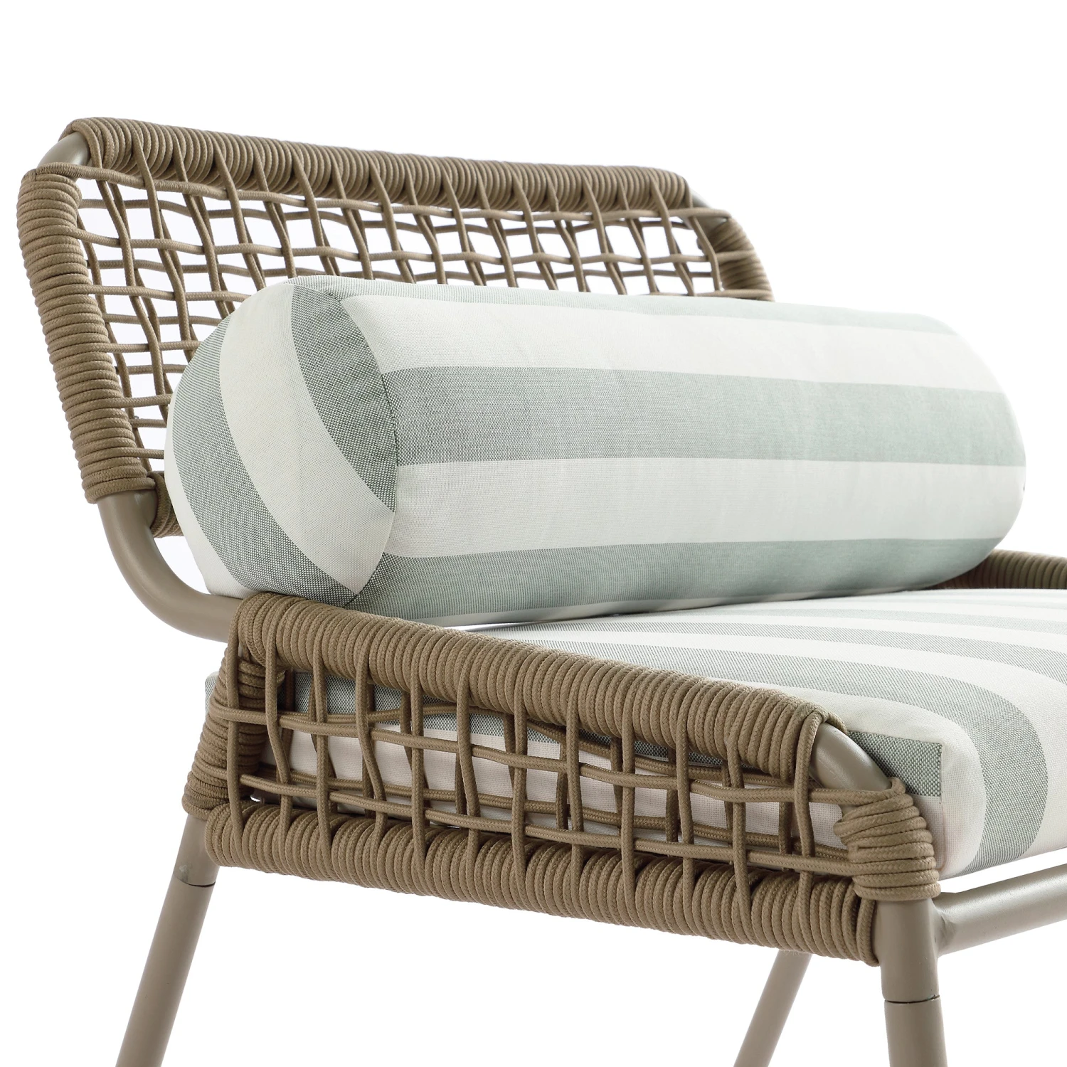 Pomona Rope Weave Bistro Set, Sage Striped Fabric With Taupe Frame 14 Pomona Rope Weave Bistro Set, Sage Striped Fabric With Taupe Frame - Image 14