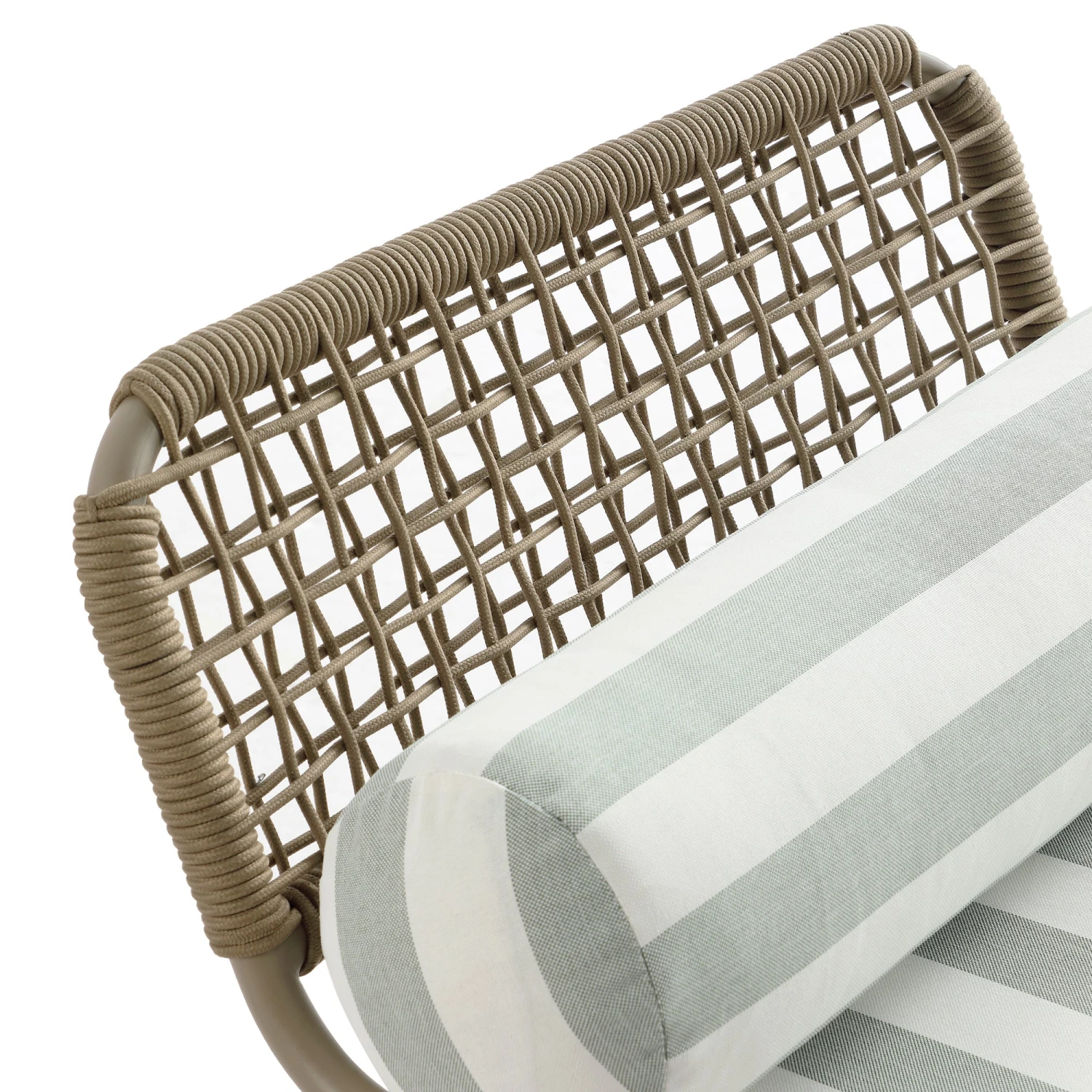 Pomona Rope Weave Bistro Set, Sage Striped Fabric With Taupe Frame 15 Pomona Rope Weave Bistro Set, Sage Striped Fabric With Taupe Frame - Image 15