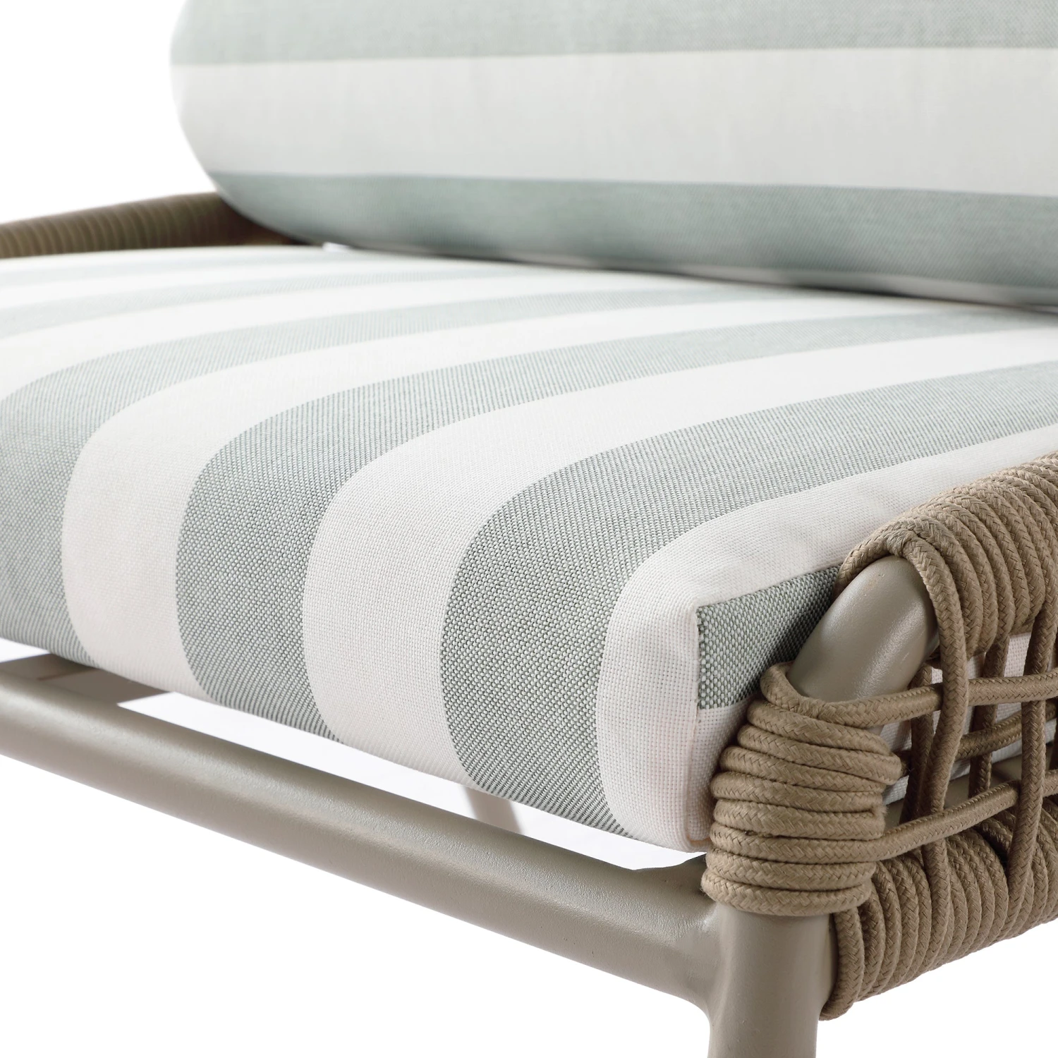 Pomona Rope Weave Bistro Set, Sage Striped Fabric With Taupe Frame 16 Pomona Rope Weave Bistro Set, Sage Striped Fabric With Taupe Frame - Image 16