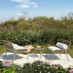 Pomona Rope Weave Bistro Set, Sage Striped Fabric With Taupe Frame 20 Pomona Rope Weave Bistro Set, Sage Striped Fabric With Taupe Frame -Daals Store OD POM TAU SAGESTRIPE BISTRO scene3