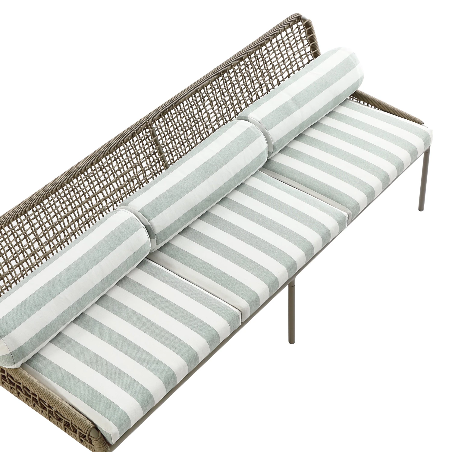 Pomona Rope Weave 5-Seater Sofa Set, Sage Striped Fabric With Taupe Frame 17 Pomona Rope Weave 5-Seater Sofa Set, Sage Striped Fabric With Taupe Frame - Image 17