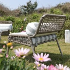 Pomona Rope Weave 5-Seater Sofa Set, Sage Striped Fabric With Taupe Frame 22 Pomona Rope Weave 5-Seater Sofa Set, Sage Striped Fabric With Taupe Frame -Daals Store OD POM TAU SAGESTRIPE CONVO SET scene4