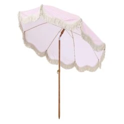 Gabriel Pink and White Striped Retro Fringed Garden Parasol β UPF50+ Tiltable Beach Umbrella 20 Gabriel Pink and White Striped Retro Fringed Garden Parasol β UPF50+ Tiltable Beach Umbrella -Daals Store OD PRSL 02 PINKSTRP WB2