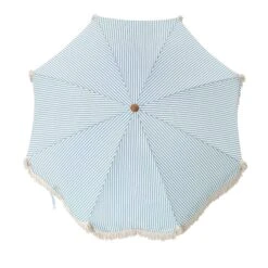Gabriel Sage Green And White Striped Fringed Parasol With Tilt -Daals Store OD PRSL 02 SAGESTRP WB3