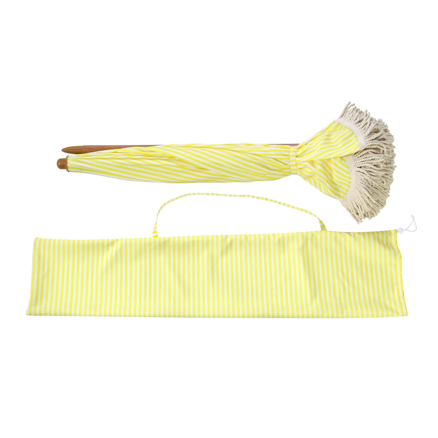 Gabriel Yellow and White Striped Fringed Parasol with Tilt β Vintage UPF50+ Garden and Beach Umbrella 9 Gabriel Yellow and White Striped Fringed Parasol with Tilt β Vintage UPF50+ Garden and Beach Umbrella - Image 9