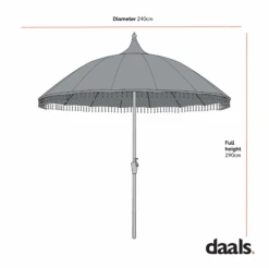 Hacienda 2.4M Sage Green Beaded Carousel Garden Parasol With Fringe Tassels And Aluminium Tilt -Daals Store OD PRSL 16 CHART 1