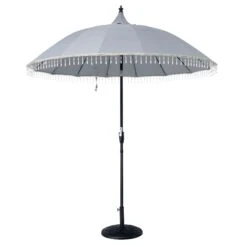 Hacienda 2.4M Light Grey Beaded Carousel Garden Parasol With Fringe Tassels And Aluminium Tilt 14 Hacienda 2.4M Light Grey Beaded Carousel Garden Parasol With Fringe Tassels And Aluminium Tilt -Daals Store OD PRSL 16 GREY WB1